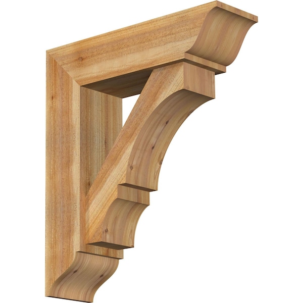 Ekena Millwork Balboa Traditional Rough Sawn Bracket w/ Offset Brace, Western Red Cedar, 8"W x 28"D x 32"H BKT0806X28X32BOA01RWR - main